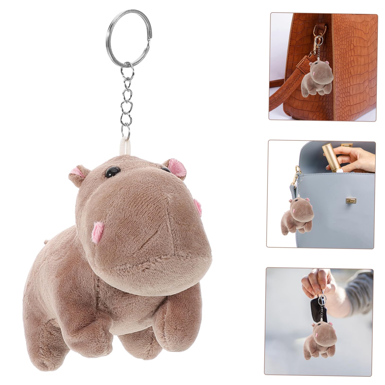 Simpatico Ciondolo a Forma di Ippopotamo di Peluche, Animale Realistico, per Chiavi, Decorazione Unica per casa e Ufficio