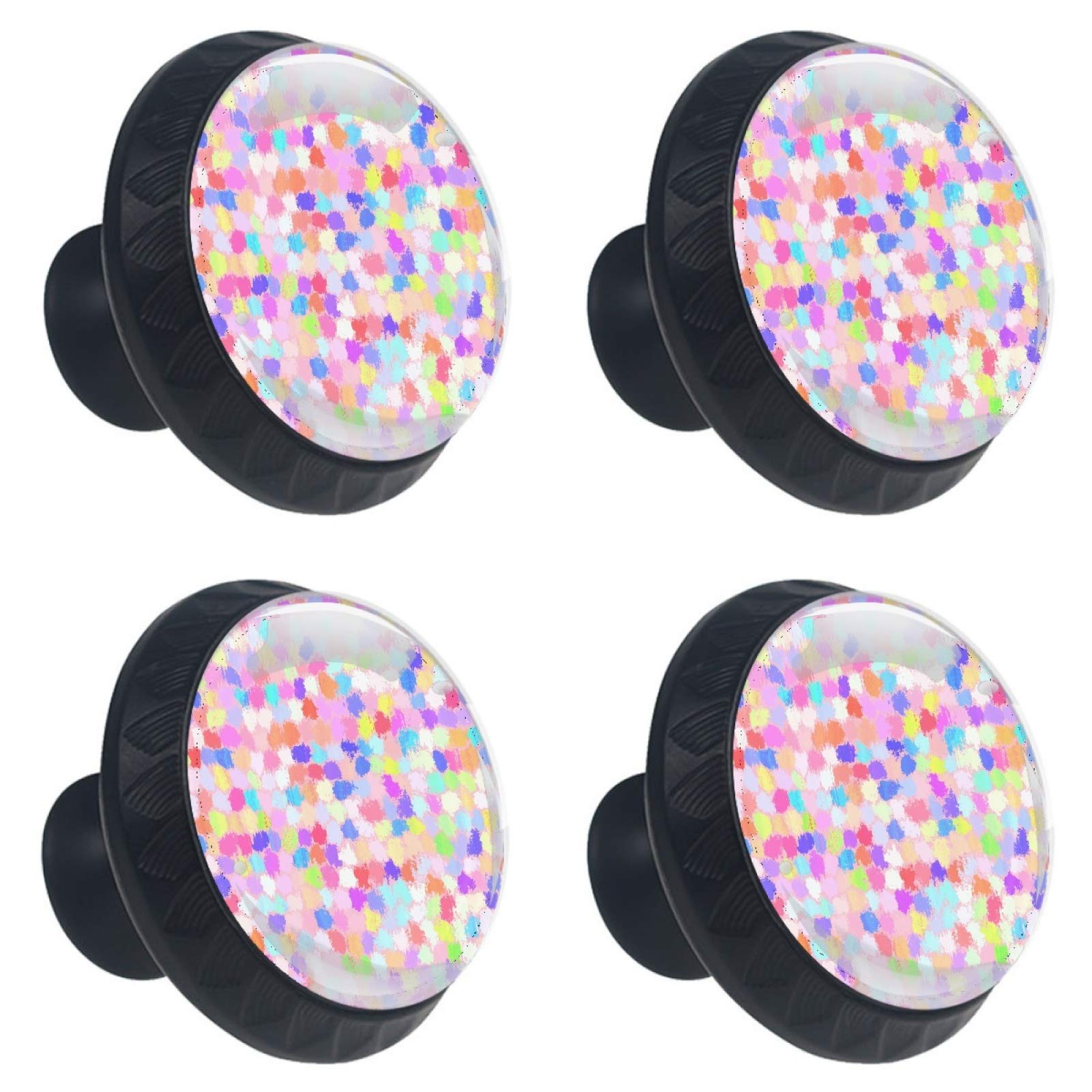 Boutons de meuble ronds en verre peint violet et bleu lot de 4