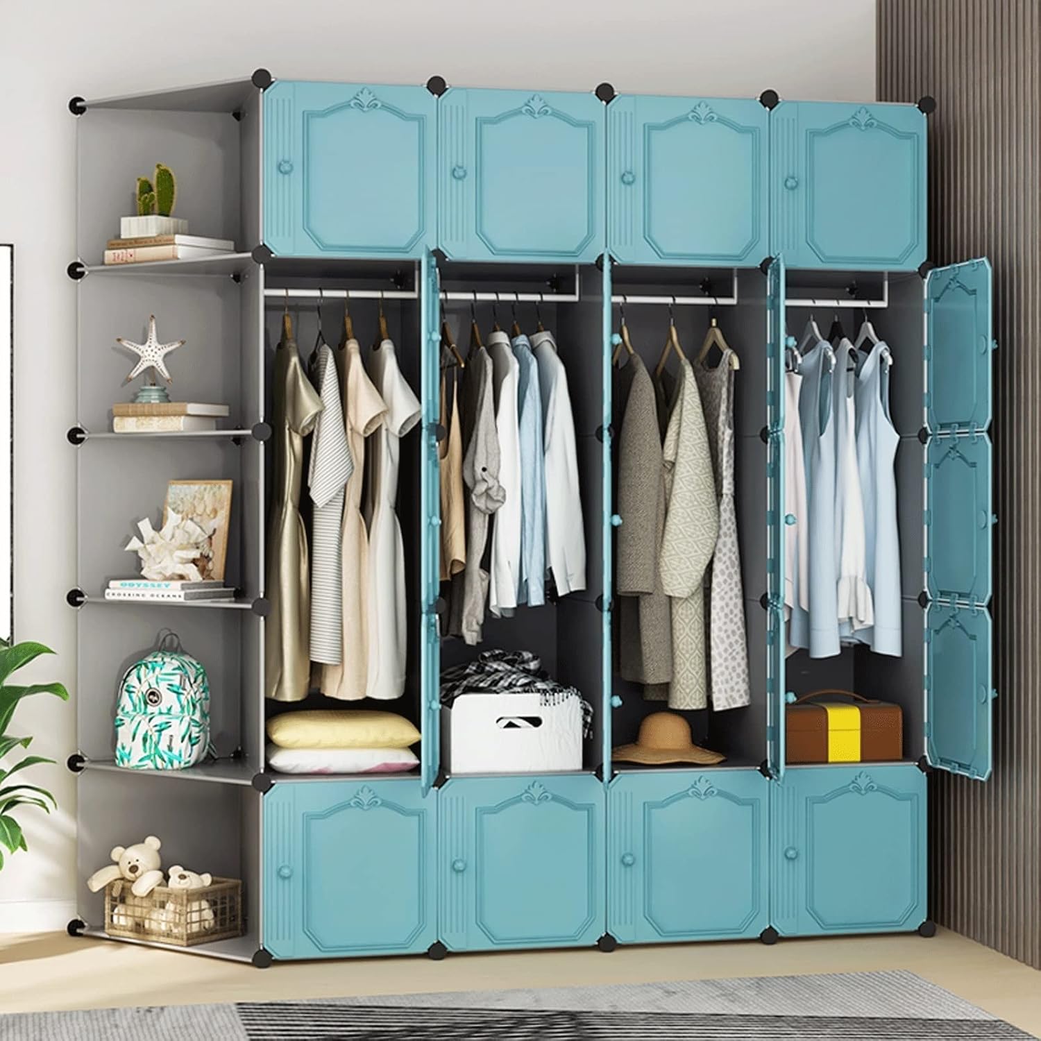 Standing Closet Wardrobe Cube Wardrobe Combination Wardrobe Portable Wardrobe Modular Cabinet Foldable Bedroom Clothes Shoes Toys Locker Portable Closets (Color : C)