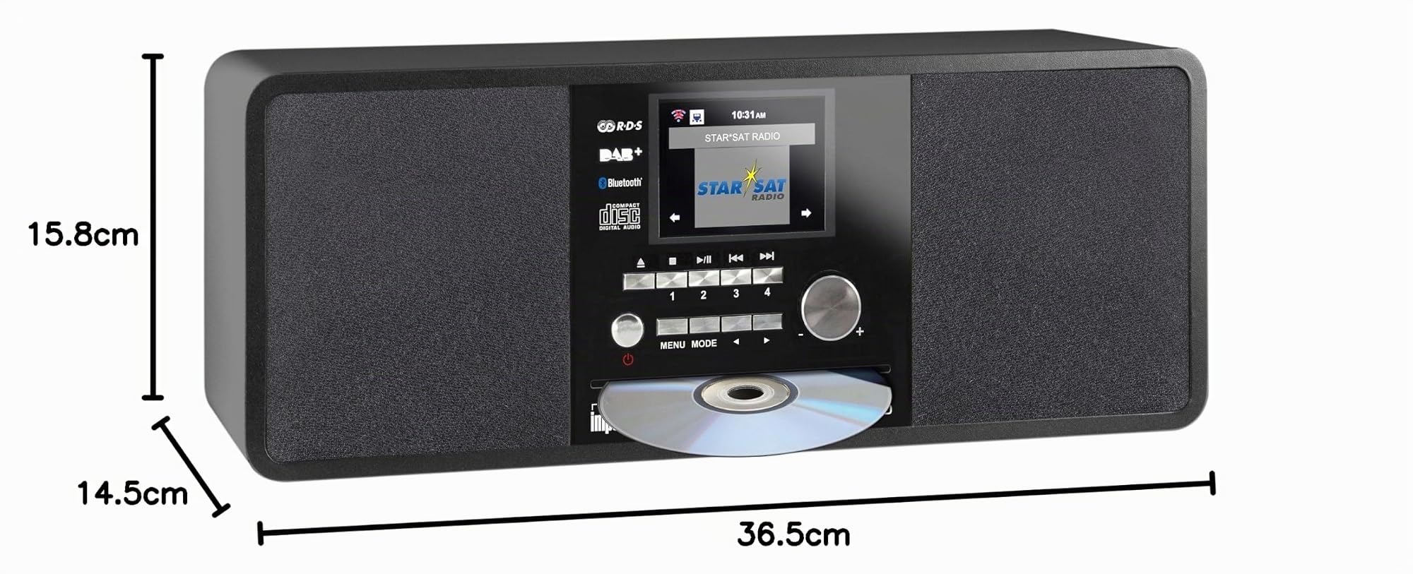 Imperial Radio Internet CD DABMAN i200/Radio DAB+ Radio numérique avec lecteur CD (son stéréo, radio Internet/DAB+/DAB/FM, WLAN, LAN, Bluetooth, entrée auxiliaire, sortie de ligne, Spotify) noire