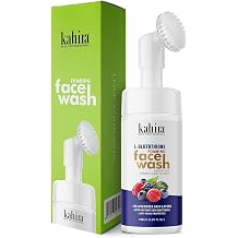 KAHIRA L-Glutathione Foaming Face Wash with Built-in Brush - Enriched with Vitamin C & Berry Extract | Skin Brightening & Anti-Aging Cleanser | Rejuvenates Skin | 150ml