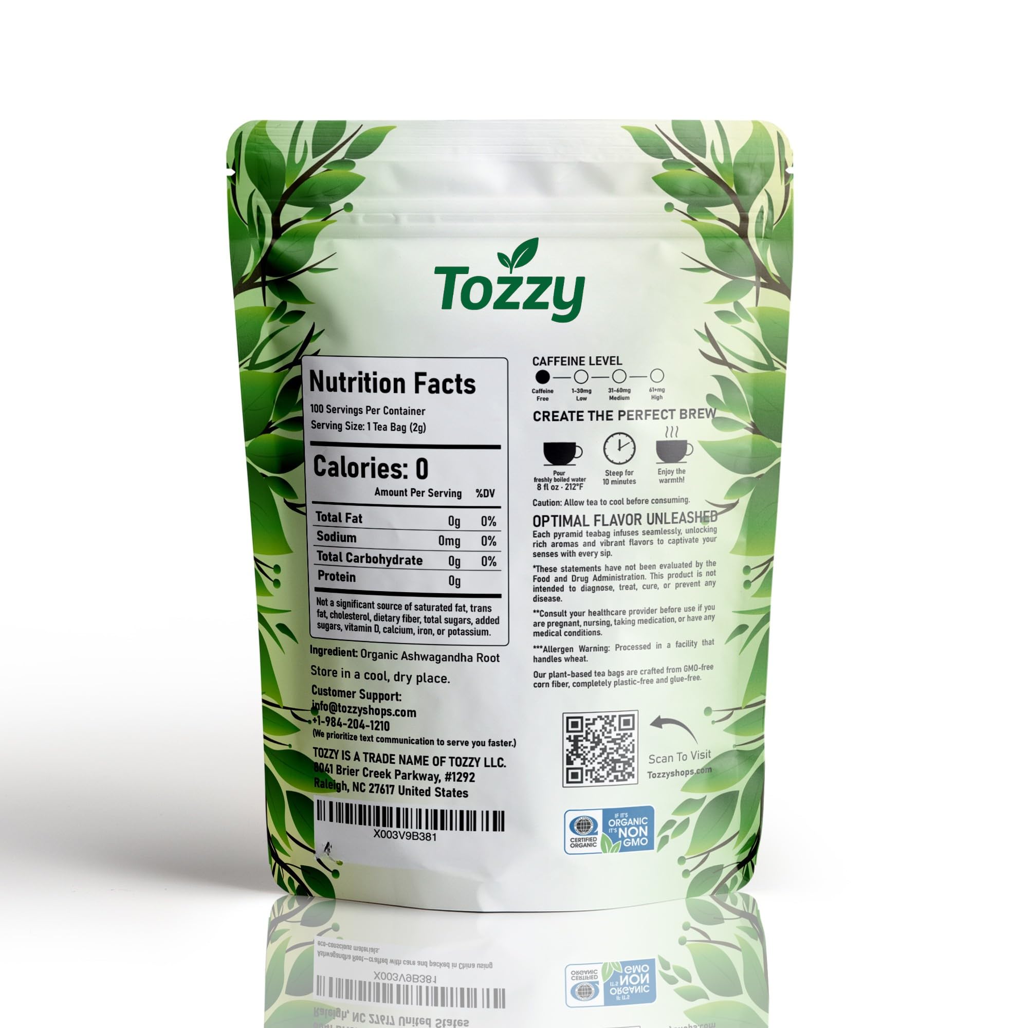 Tozzy Tea Snapklik.com : Tozzy Organic Ashwagandha Tea 100 Count