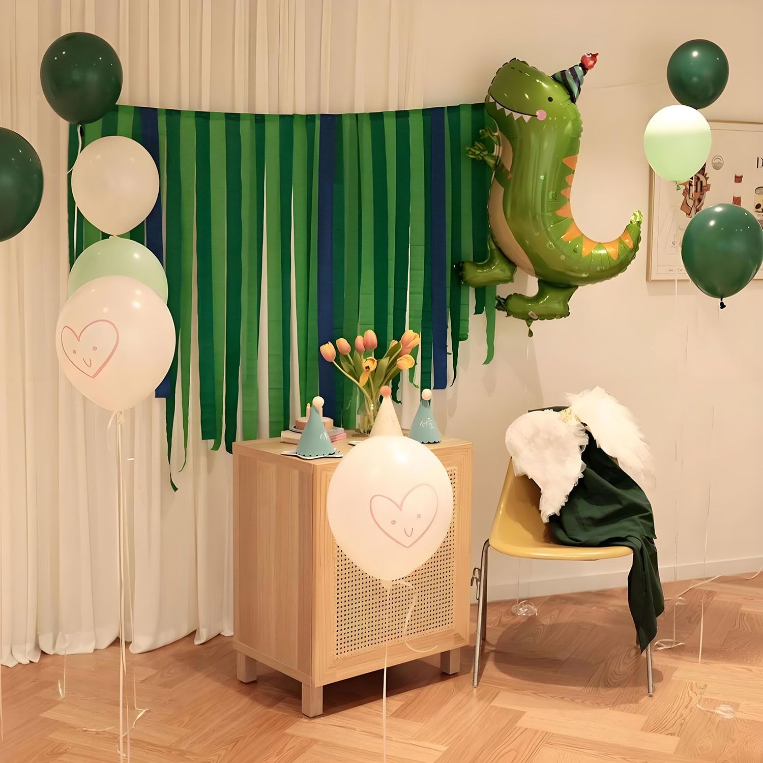 8 Rolls Crepe Paper Streamers 1.8 Inch x 82 Ft/Roll Grass Green and Deep Green Party Streamers for Birthday Wedding Baby Bridal Shower Decorations Christmas Craft Supplies