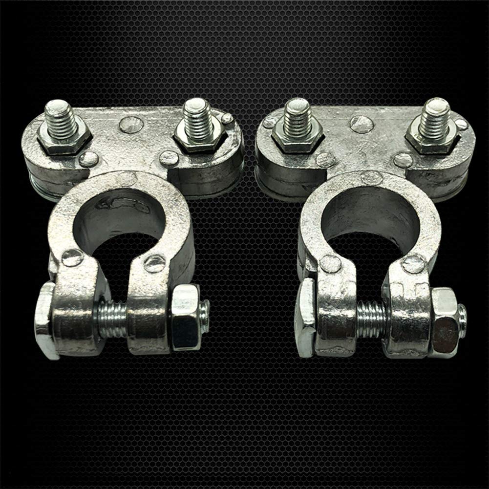 Ampper Heavy Duty Lead Alloy Military Spec Battery Terminal Ends, Top Post Battery Terminals Clamp Set for Marine Car Boat RV Vehicles (1 Pair Same Terminal)