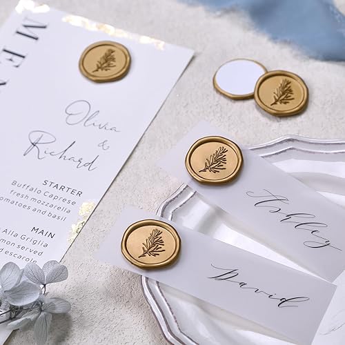 Miniatura 6 de UNIQOOO Calcomanías de sello de cera, calcomanías de sello de invitación de boda de romero, 100 calcomanías autoadhesivas de color gris pardo,