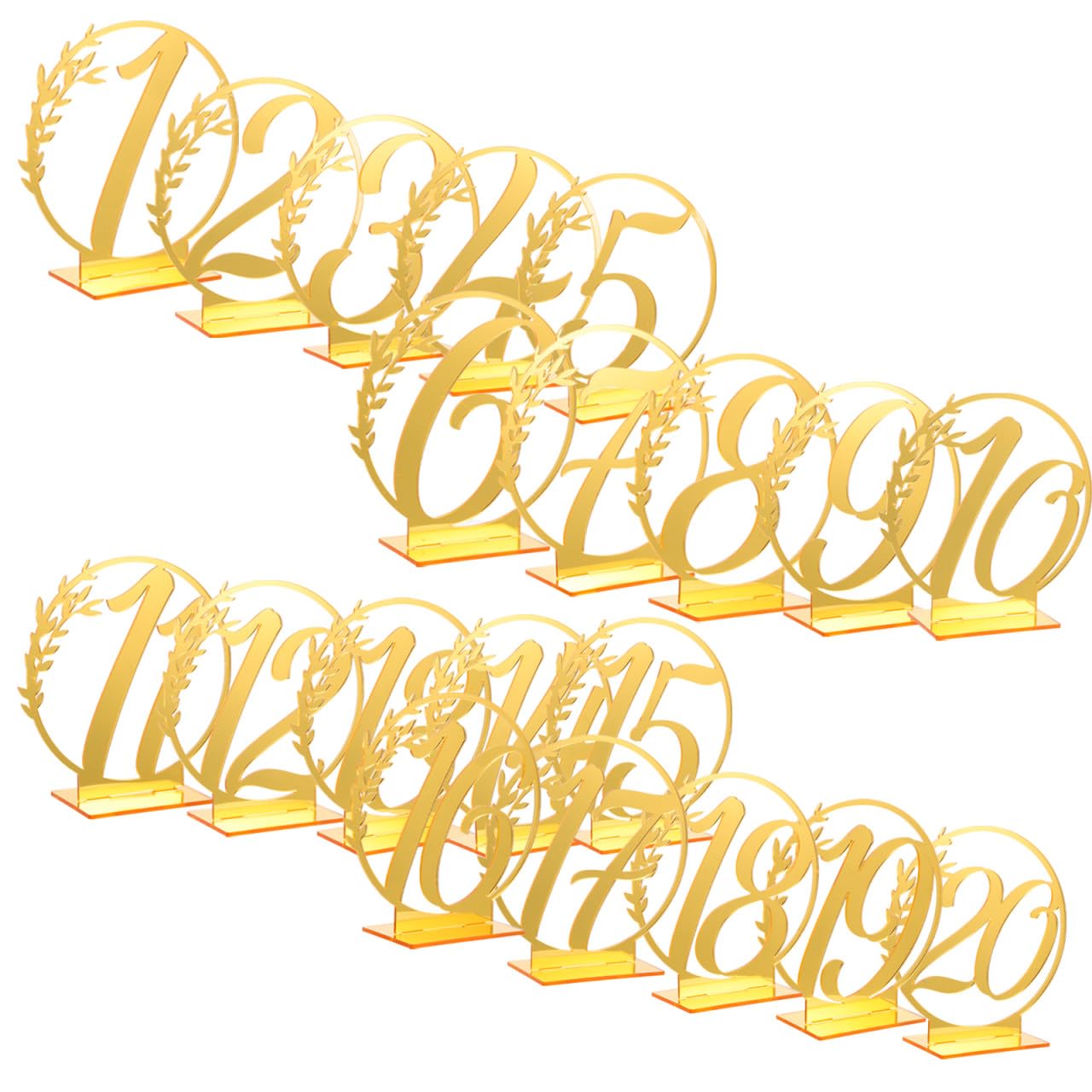 Numeri da Tavolo Matrimonio 20 Pezzi Acrilico Oro per Eventi | Set Numeri 1-20, Superficie Liscia Facile da Pulire, per Sale Ricevimento e Tavoli Ospiti