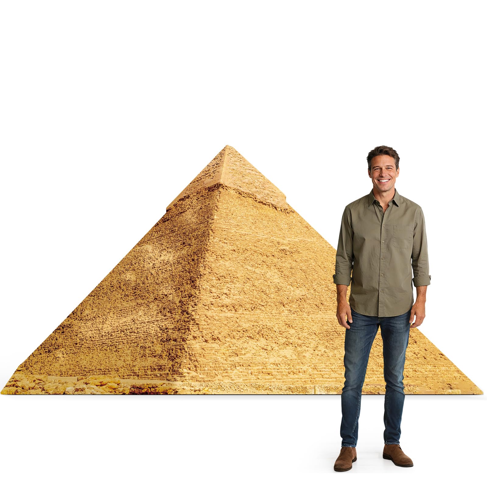 ARQRHTLY 4.8 Ft Pyramid Cardboard Cutout Life Size Egyptian Pyramid Standee Ancient Egypt Stand Up Backdrop Props for Party Events Decoration Indoor Outdoor Classroom Museum Exhibit Photo Booth
