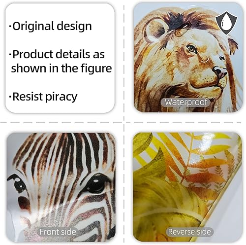 Miniatura 7 de Large Safari Animals Boho Tropical Rainforest Leaves Tree Wall Stickers Jungle Animals Giraffe Elephant Lion Leopard Parrot Wall Decals for Living