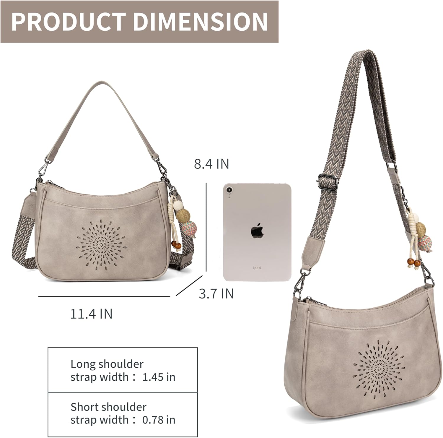 TAOSITUUE Leather Crossbody Purse for Women Shoulder Handbag medium size purses for women with Adjustable Strap