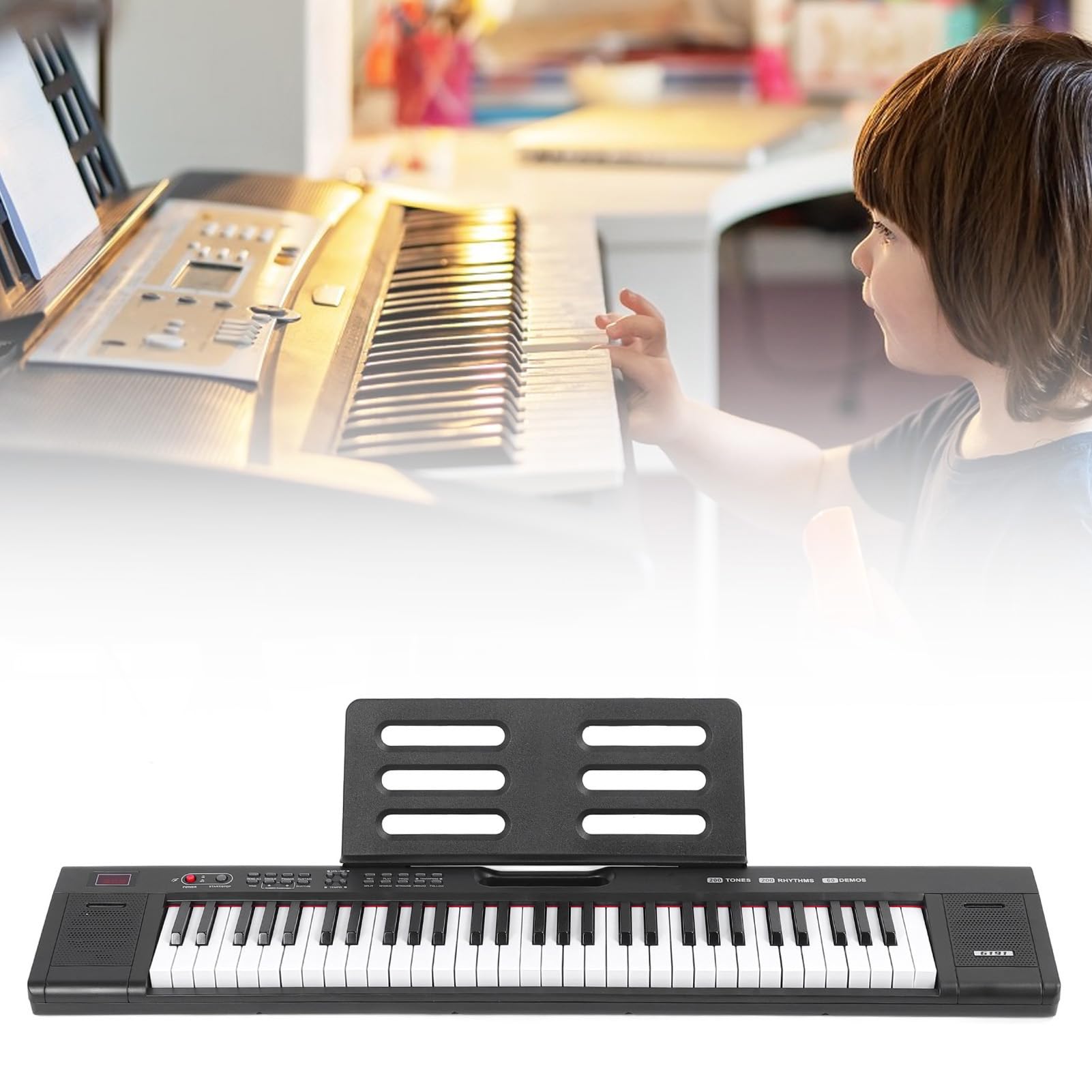 Tastiera Elettrica Portatile, 94x18, 7x5, 1 Cm Tastiera Elettrica a 61 Tasti per Pianoforte Portatile per Principianti (Spina europea)