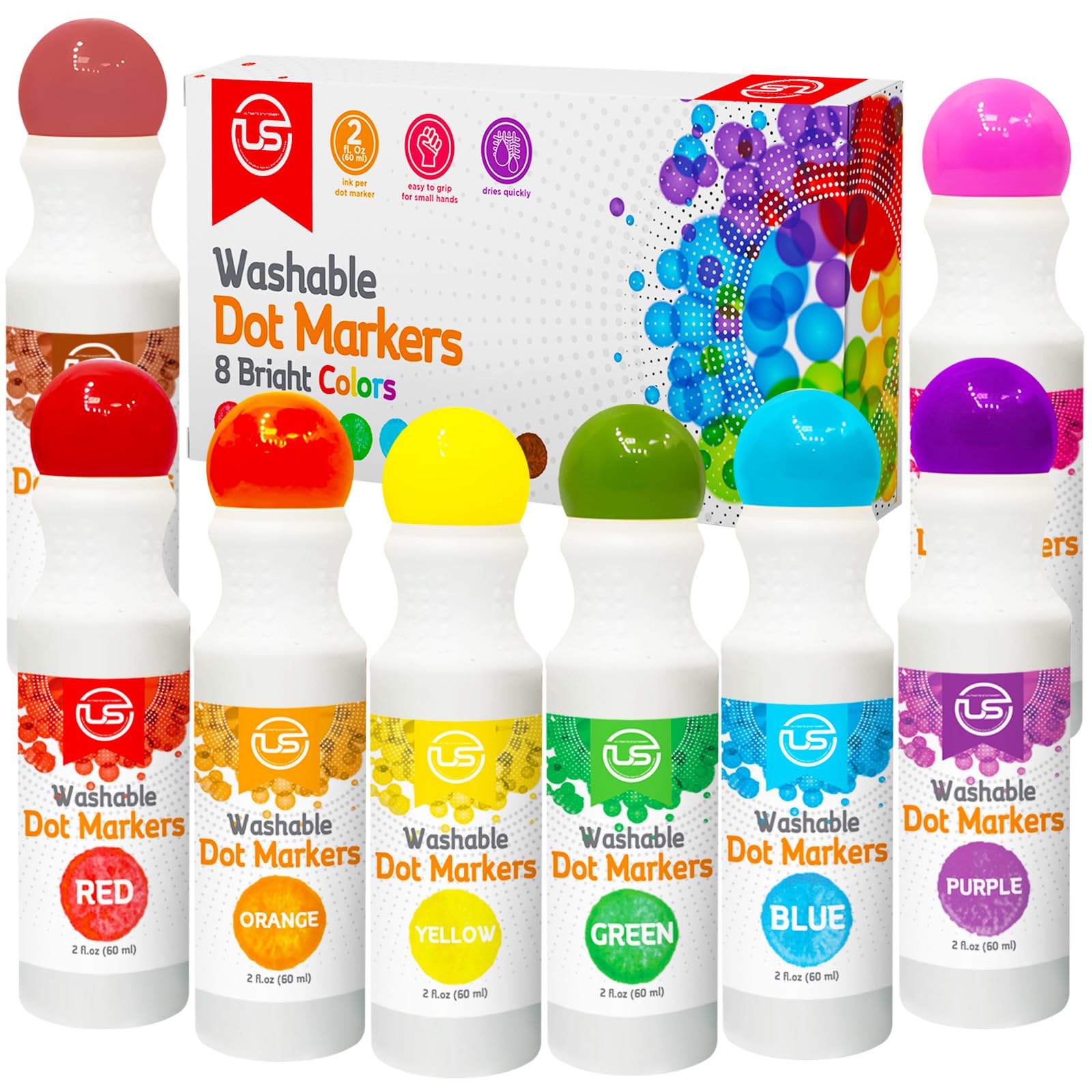 Dot Markers, Bingo Daubers, Washable 8 Colors Dot Markers for Toddlers and Kids Dot Art. Toddler arts and crafts