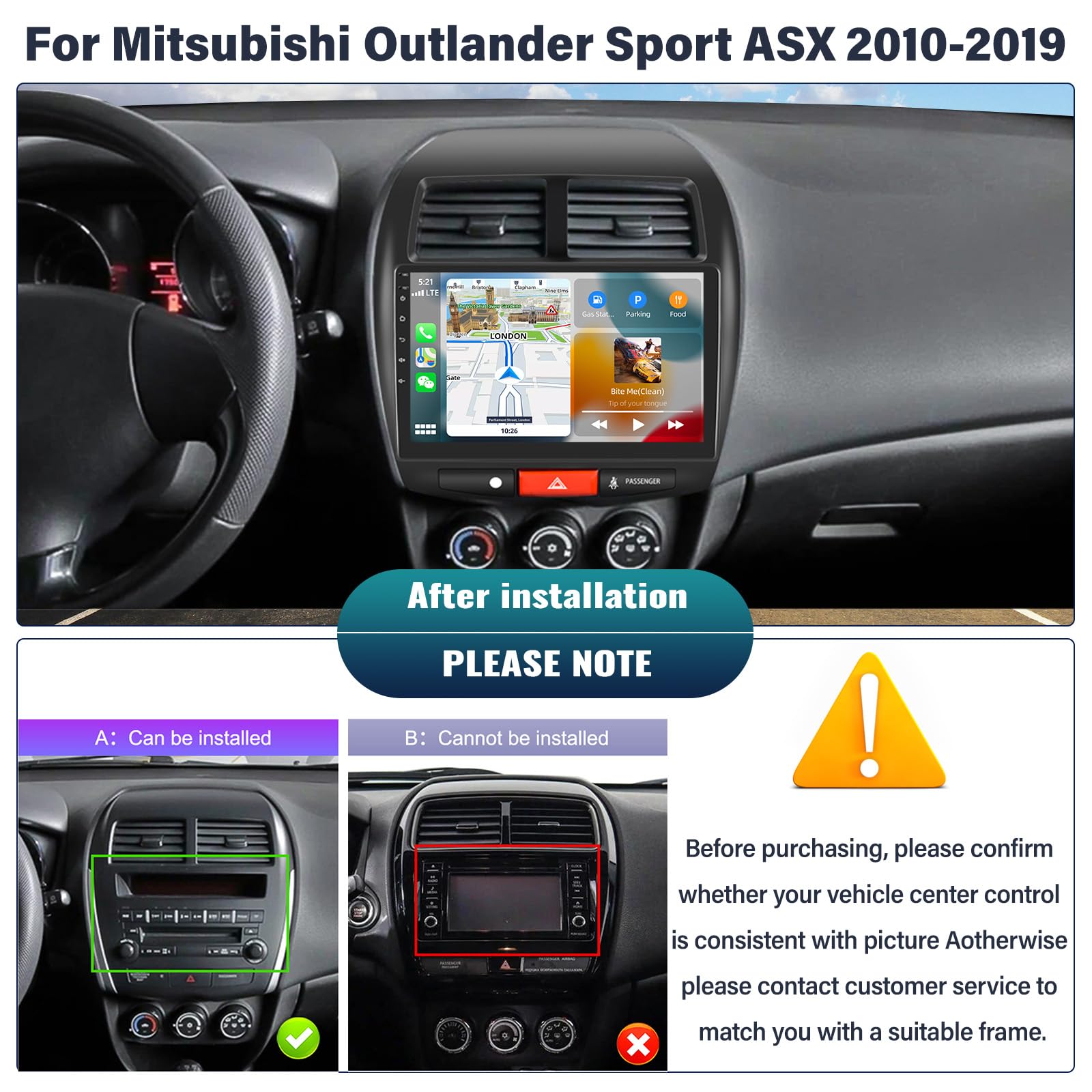 For 2011-2017 Mitsubishi Outlander Sport Carplay Android 13 Car Stereo Radio GPS For 2011-2017 Mitsubishi Outlander Sport Carplay Android 13 Car Stereo Radio GPS