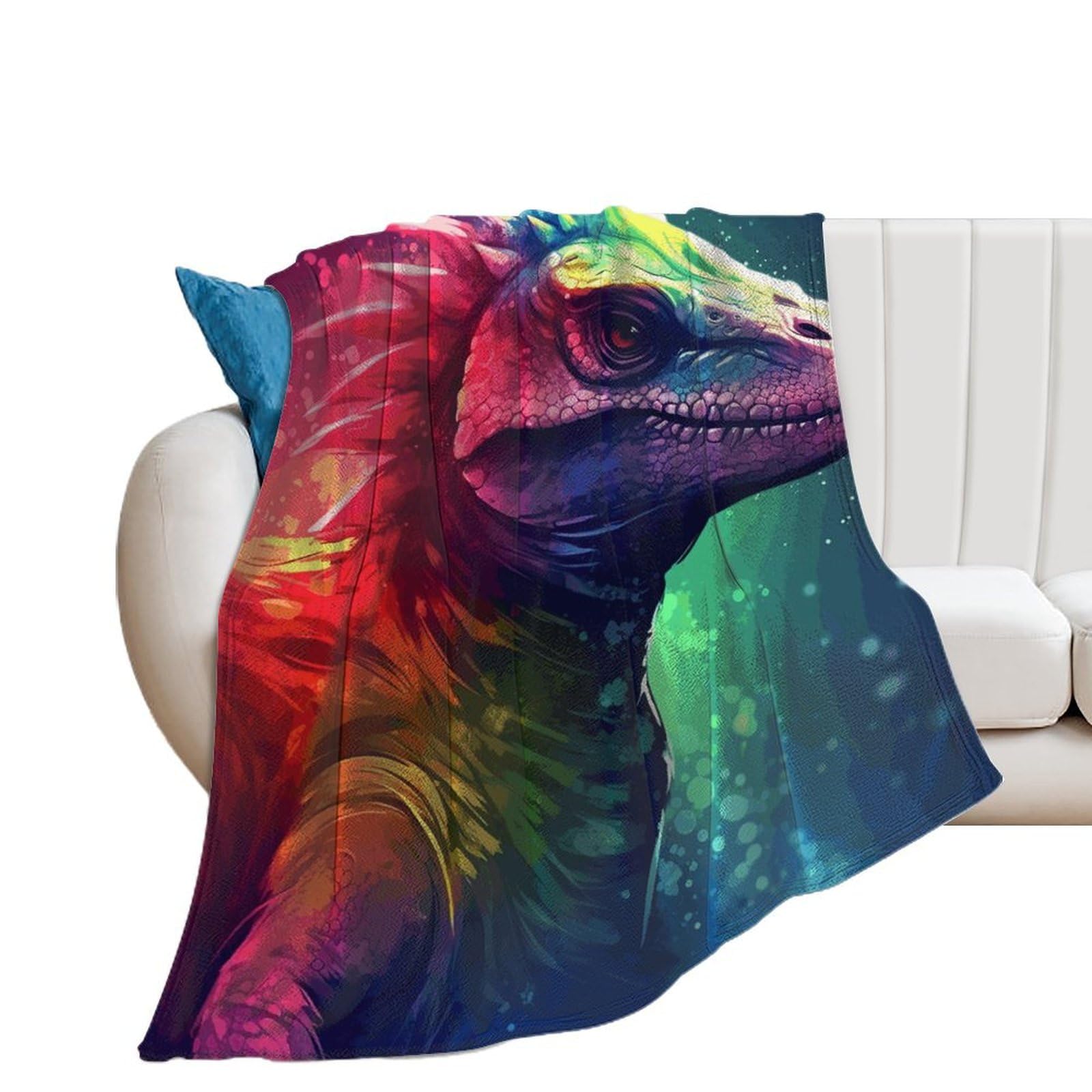 Couverture flanelle dinosaure douce 150x200cm lit et canapé