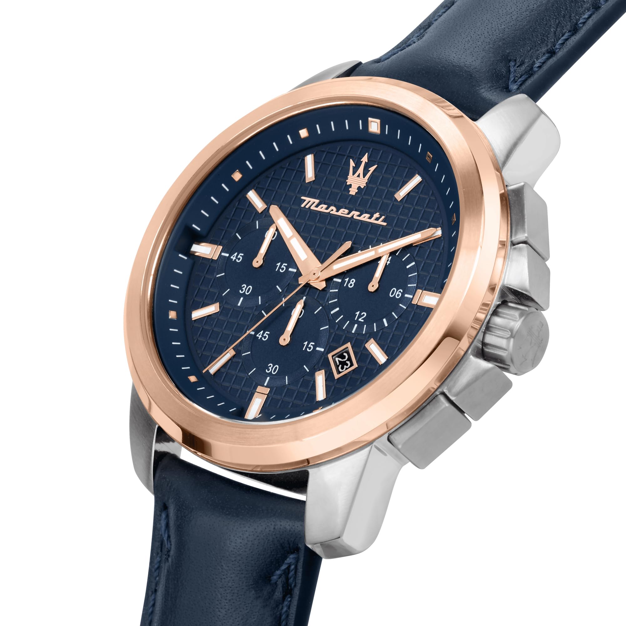 Maserati Successo Reloj Hombre, Cronógrafo, en Acero, PVD Oro Rosa, Cuero - R8871621015