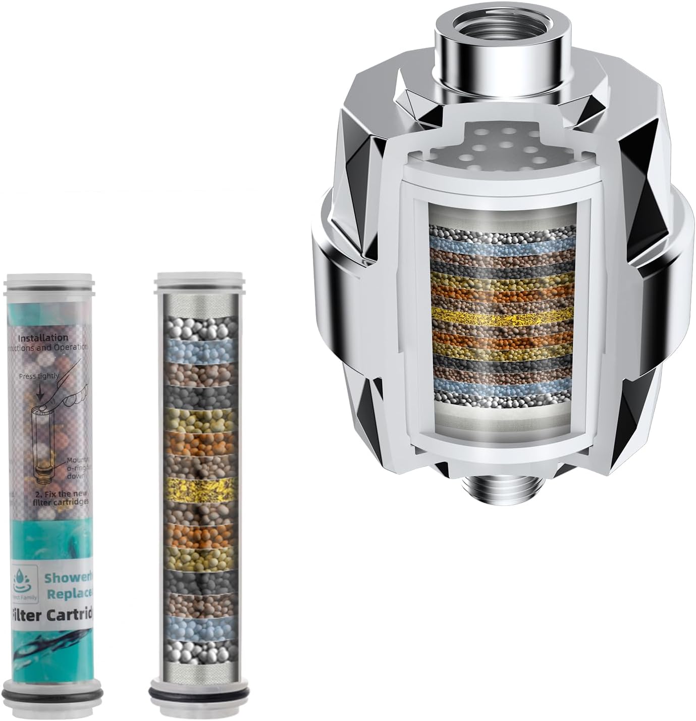 Hibbent Shower Filter for Hard Water with Two Handheld Showerhead Filters