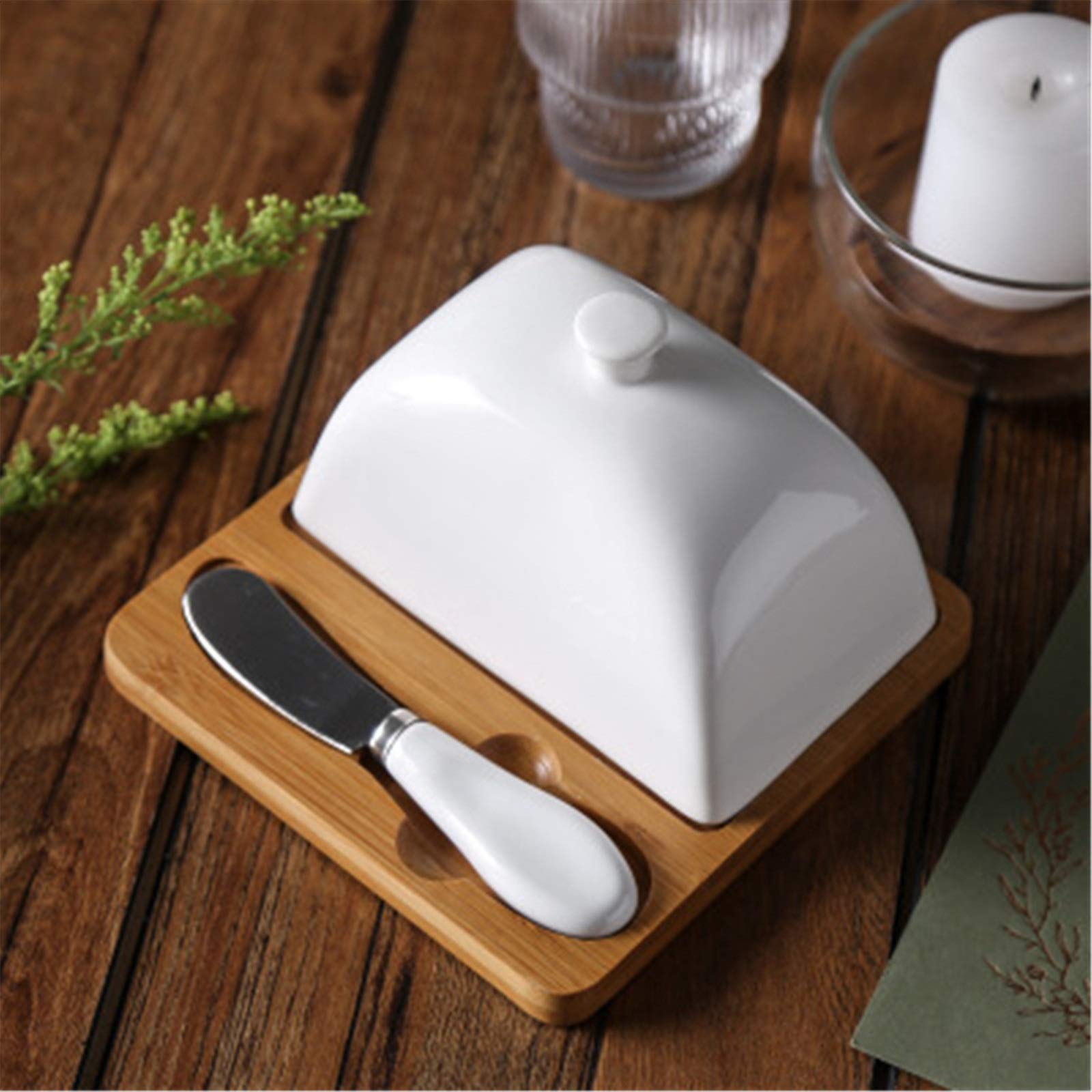 Recipiente para Mantequilla Mantequera Caja de Queso Juego Mantequillera Postre con Tapa para Restaurantes y Hogares