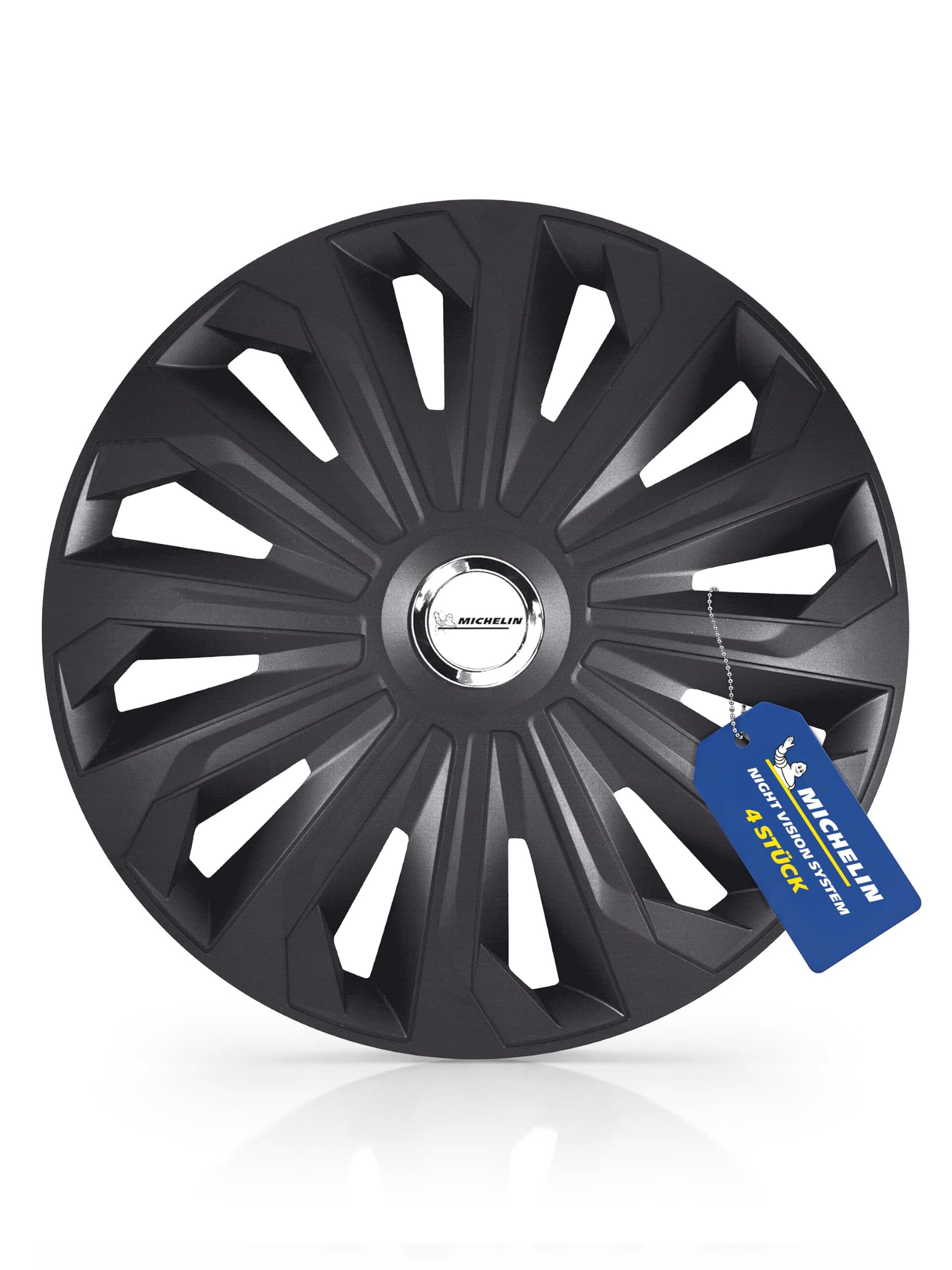 Michelin 92011 Kit d'enjoliveurs Fabienne, 4 pièces, 40.64 cm (16 pouces) avec système réflecteur N.V.S., noirs