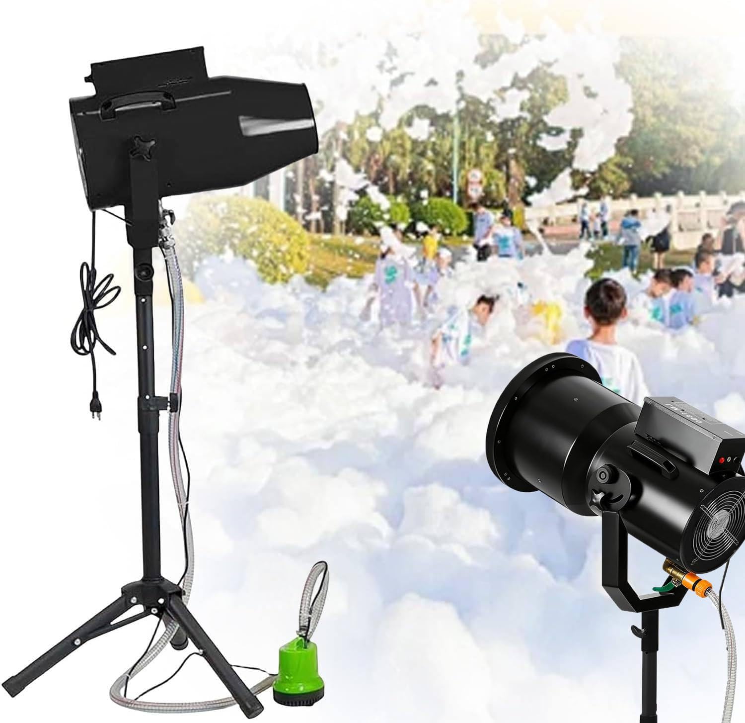 Ljlxanthiper Multicolor Stage Large Foam Machine,Outdoor Parties Foam Machine,Party Shaking Head Jet Bubble Machine,Romantic Foam Maker,With A Tripod Stand,For Outdoor Parties Water Park Pool Party
