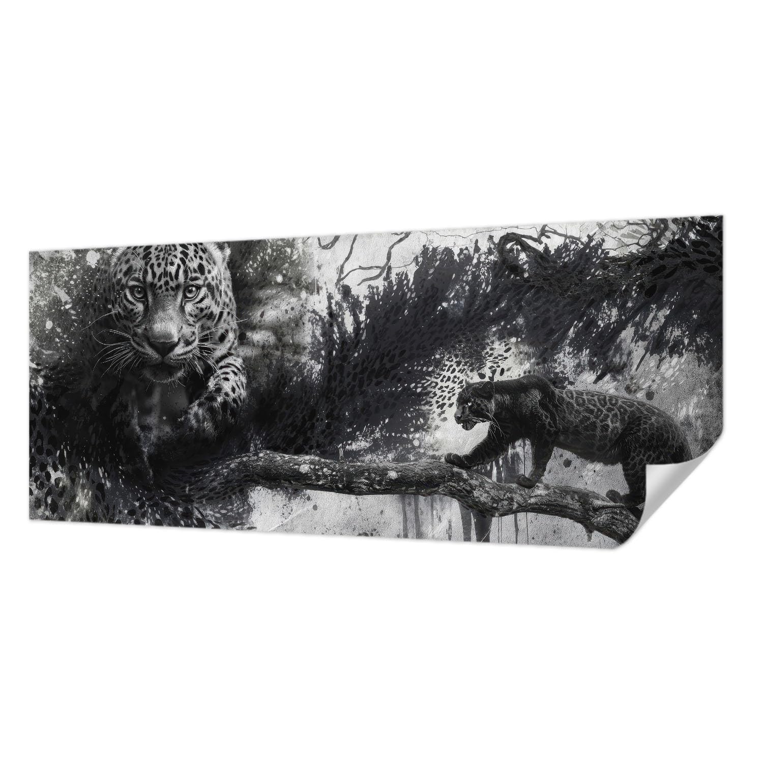 Papier peint adhésif panoramique haute qualité avec motif léopards 250x104 cm