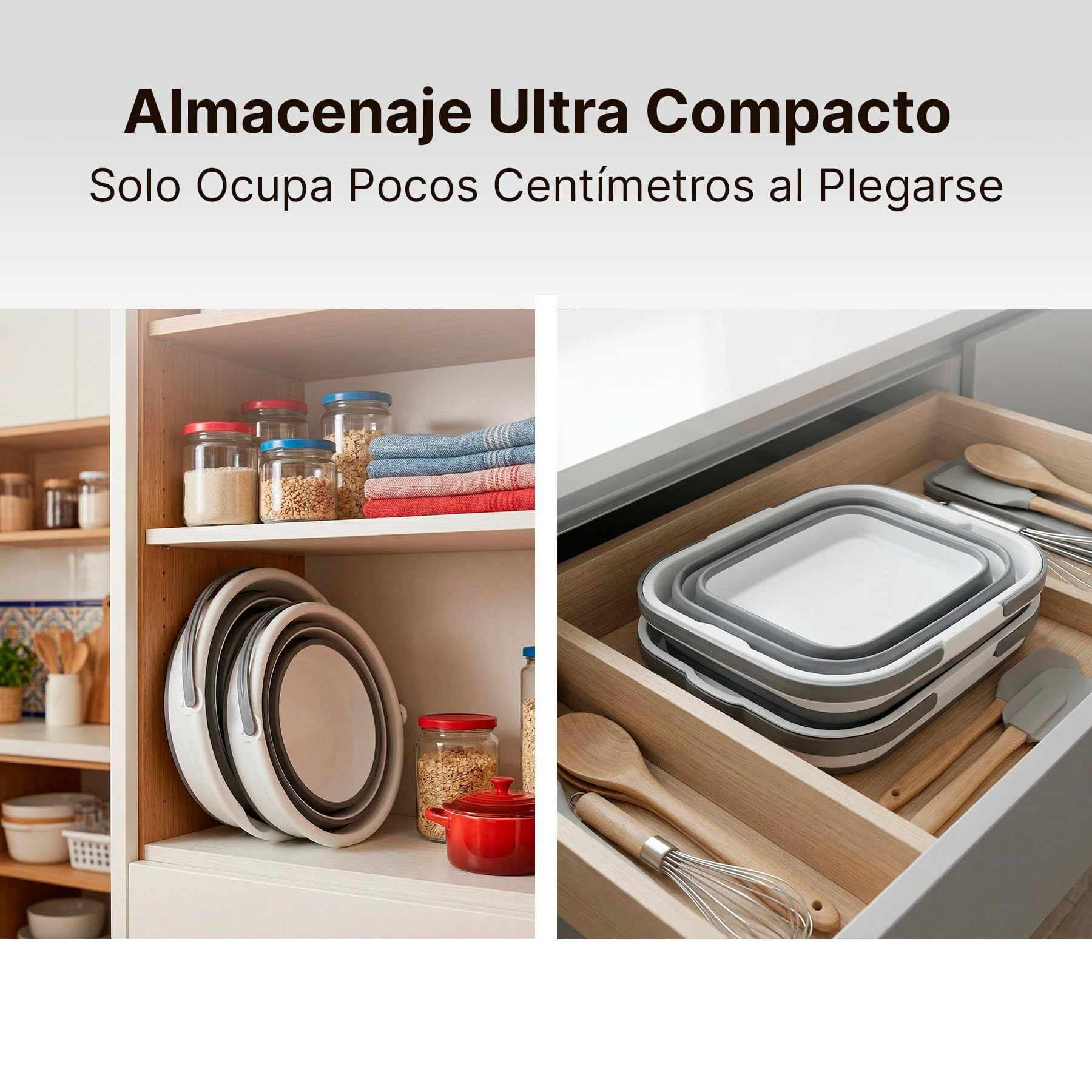 Cubo Plegable de Silicona 16 litros, Rectangular, con Asas, Compacto y Portátil, Ahorra Espacio para Limpieza, Coche, Maletero, Camping, Jardín y Colada (16 litros Rectangular) — view 7