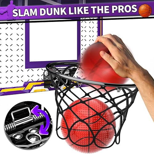 Miniatura 5 de Doloowee Aro de baloncesto para interiores para niños, mini aro de baloncesto con 4 bolas, juguetes de baloncesto para niños de 3, 4, 5, 6, 7, 8, 9,