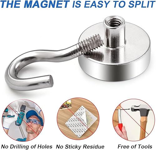 Vista 182 de LOVIMAG Imanes de crucero con ganchos, ganchos magnéticos de 50 libras para cabinas de cruceros, imprescindibles para viajes, imanes de neodimio