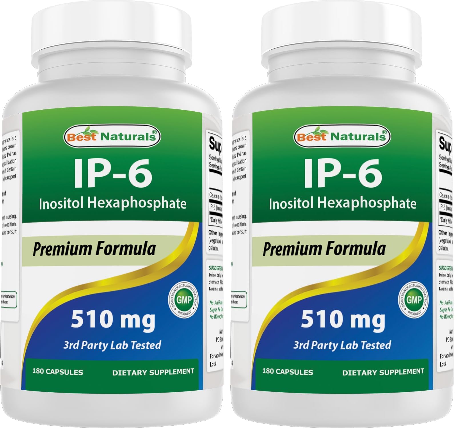 Best Naturals IP-6 510 mg 180 Capsules (Pack of 2) 180 Count (Pack of 2)