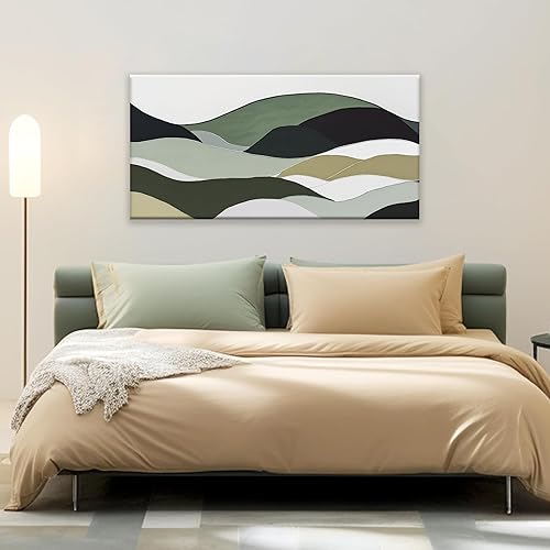 Miniatura 60 de TAIJXAGSG Arte abstracto de pared para sala de estar, lienzo moderno, decoración de pared, arte de pared verde, dormitorio, oficina, decoración