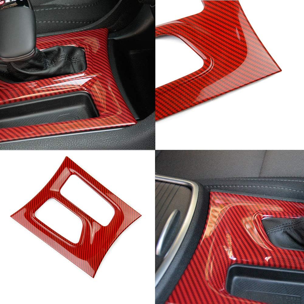 crosselec Carbon Fiber Central Control Gear Shift Panel Trim Fit for Dodge Charger 2015+ (red)