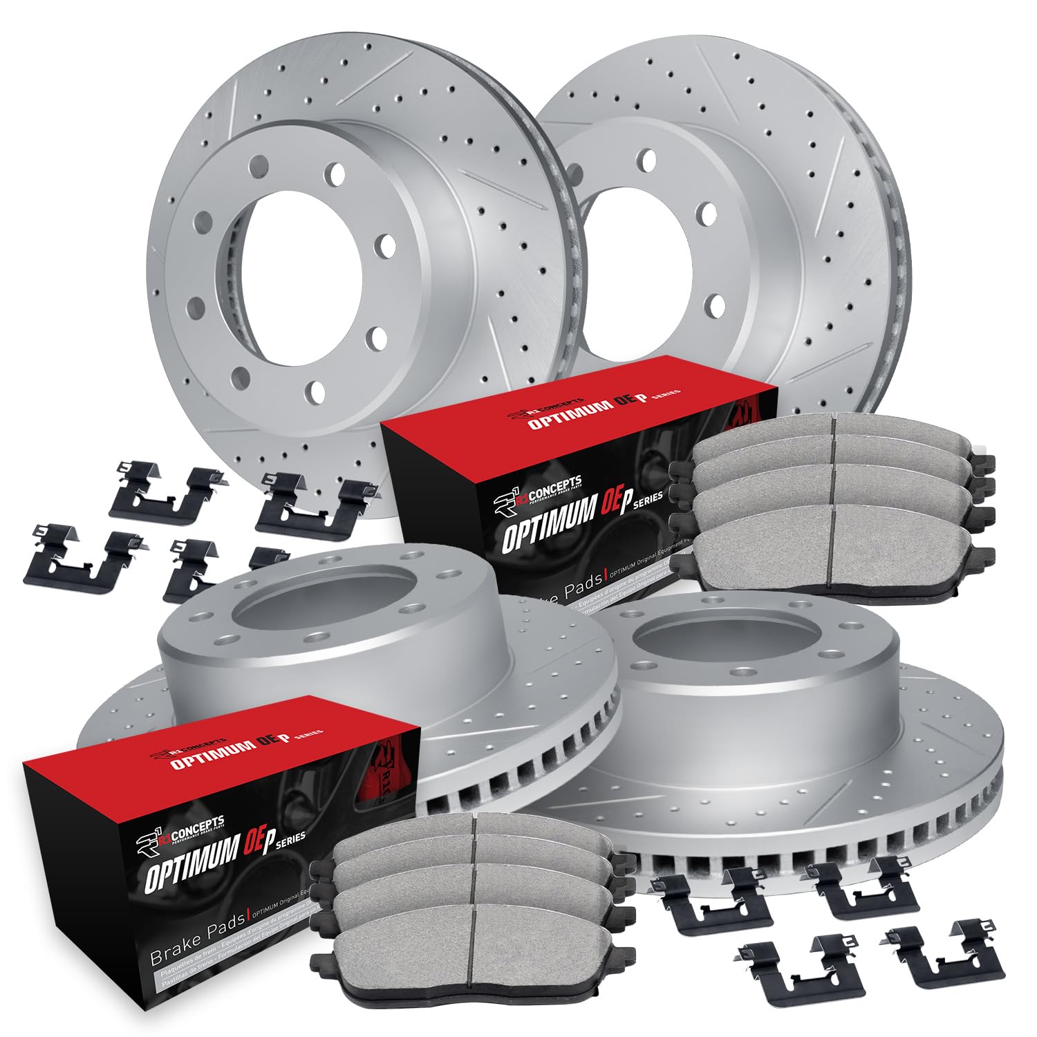 Photo 1 of ***only 2 brake rotors*** R1 Concepts Front and Rear Brake Kit Fits 2019-2024 Ram 2500, 3500| Optimum Oep Pads, Drilled Slotted Rotors| Hardware| 14.2" Front & 14.1" Rear