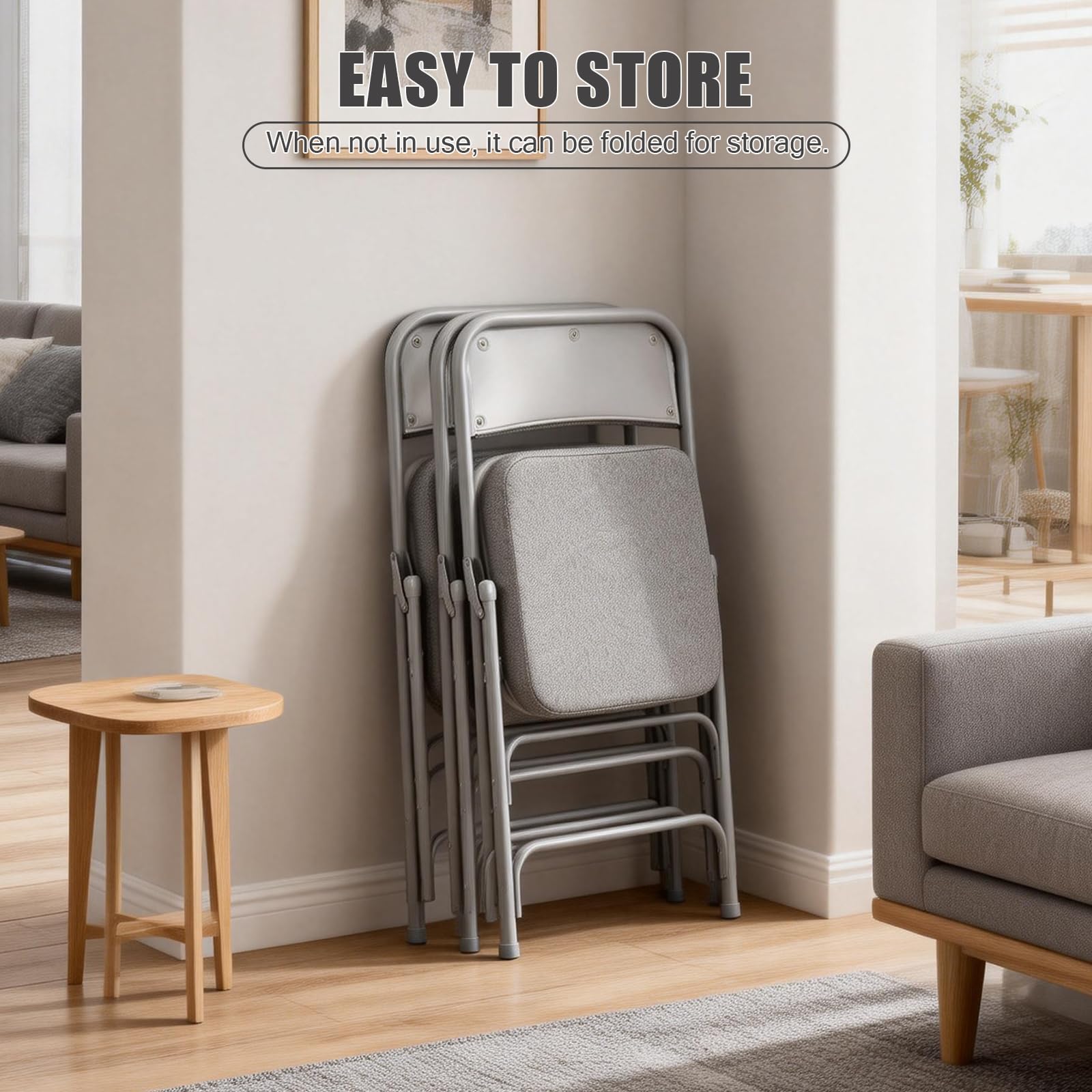 Chaise Pliante intérieure rembourrée, Gris, 1 Pièce