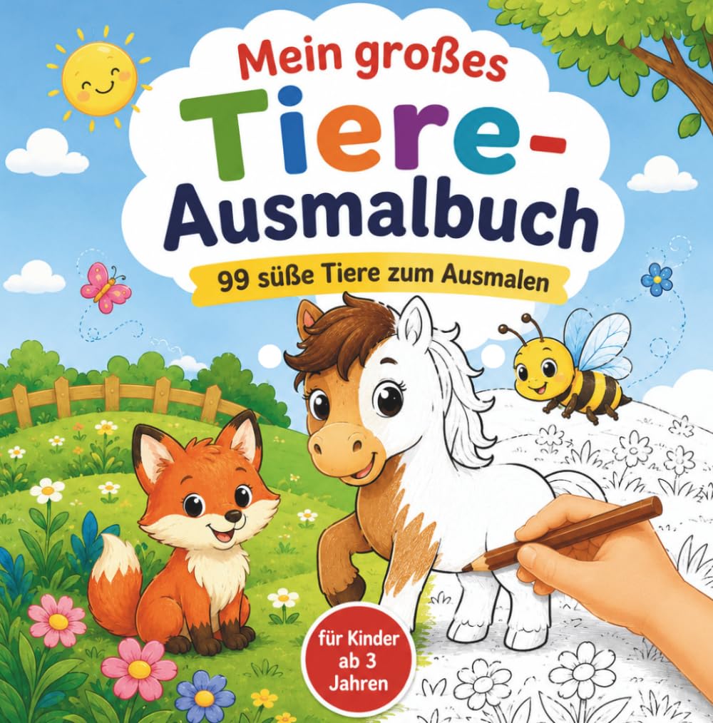 Mein großes Tiere-Ausmalbuch: 99 süße Tiere zum Ausmalen