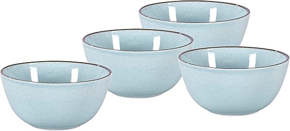 Euro-Nordic 20-Piece Stoneware Dinnerware Set Shiny Light Blue with Speckle Effect