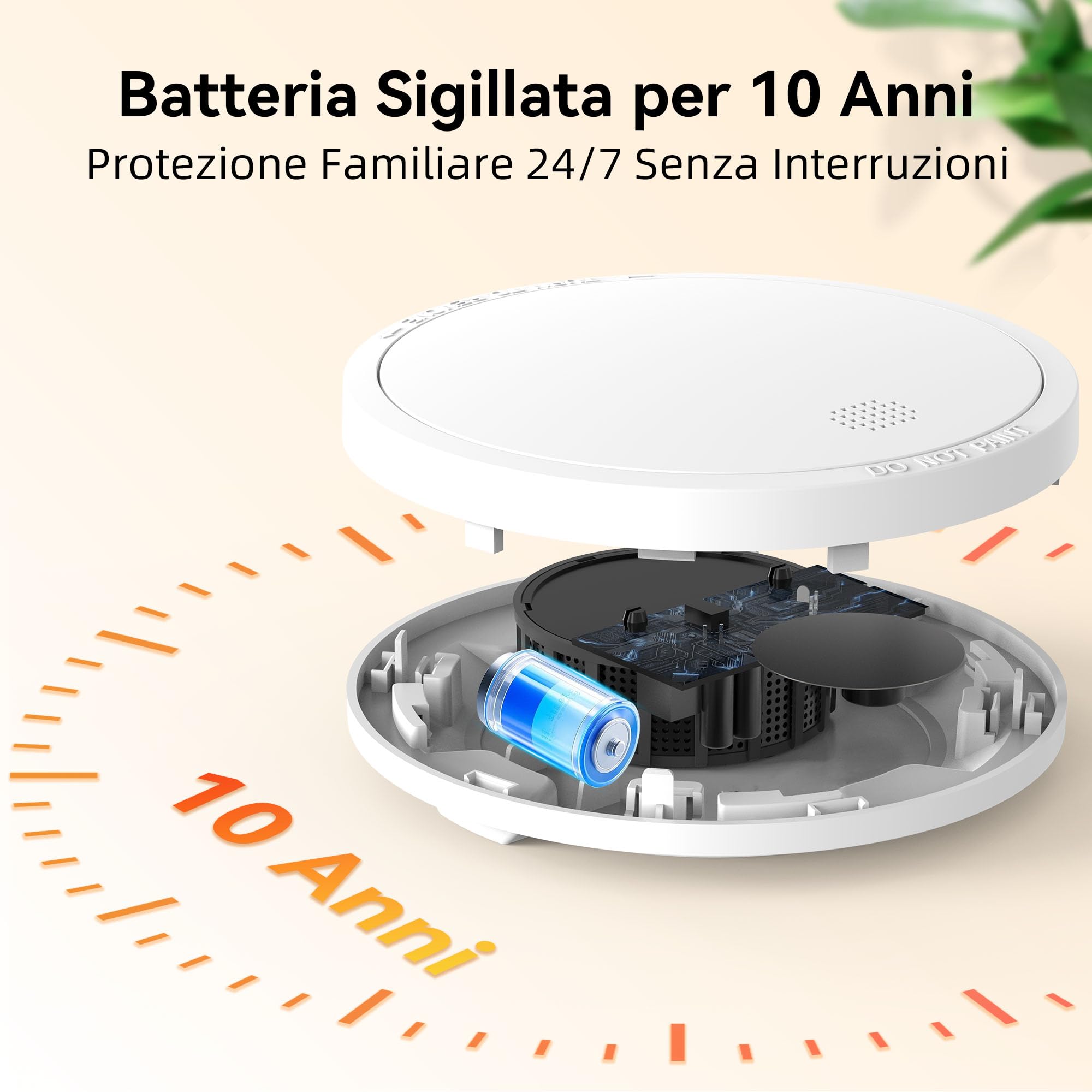 Rilevatore di Fumo con Batteria da 10 Anni, Allarme Incendio Conforme Allo Standard EN14604, 6 Pezzi