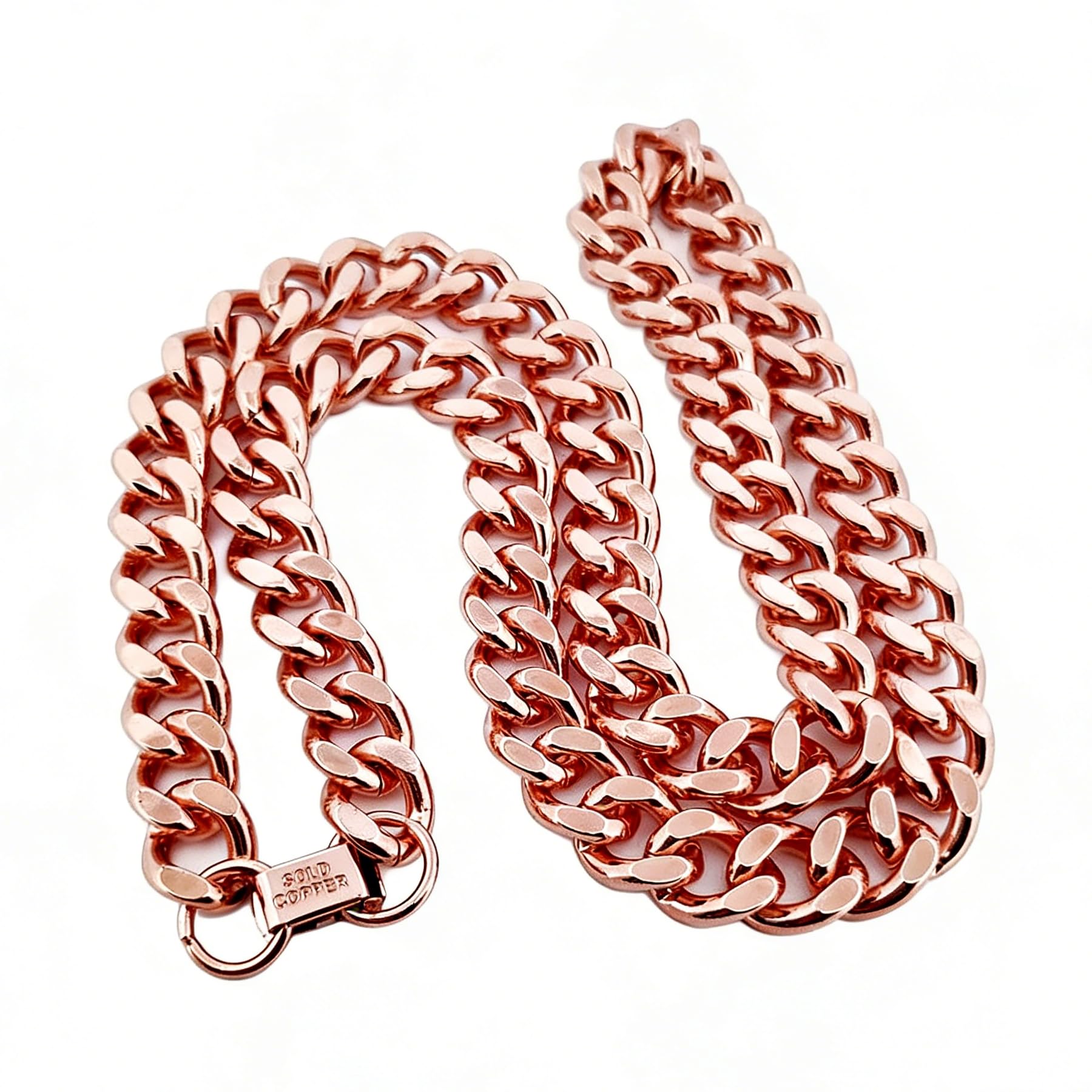 1 Pure Copper Cuban Link Necklace Heavy Solid Statement Jewelry Chain 24" Unisex, Variable