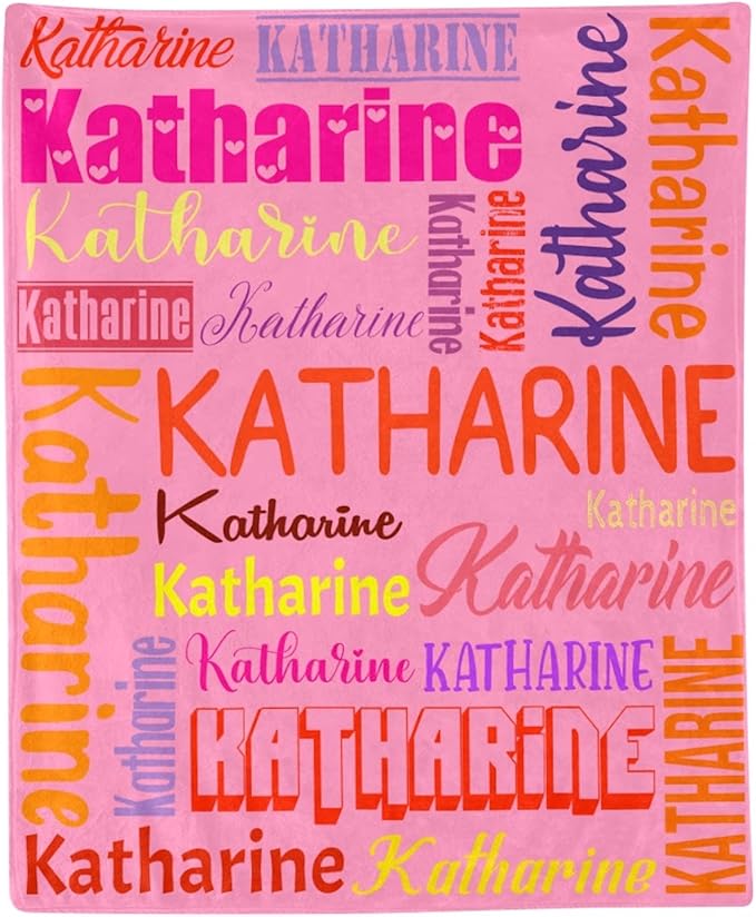 Personalized Blanket for Kids Adults Personalized Name Blanket Custom Blanket with Name Personalized Gifts for Christmas Birthday Valentines Day Mothers Fathers Day (Pink&Colorful, 60"x80")
