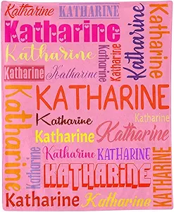 Personalized Blanket for Kids Adults Personalized Name Blanket Custom Blanket with Name Personalized Gifts for Christmas Birthday Valentines Day Mothers Fathers Day (Pink&Colorful, 60"x80")