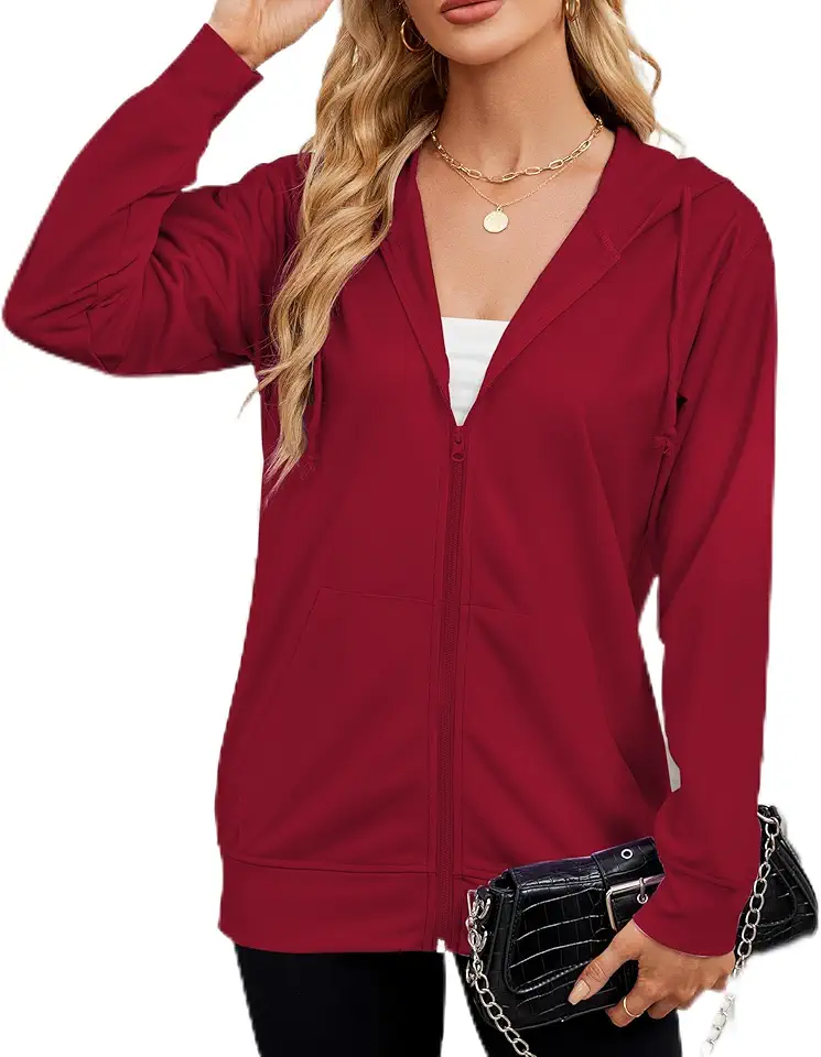 Moletom feminino com capuz de manga comprida com zíper casual grande com zíper 2025 moda