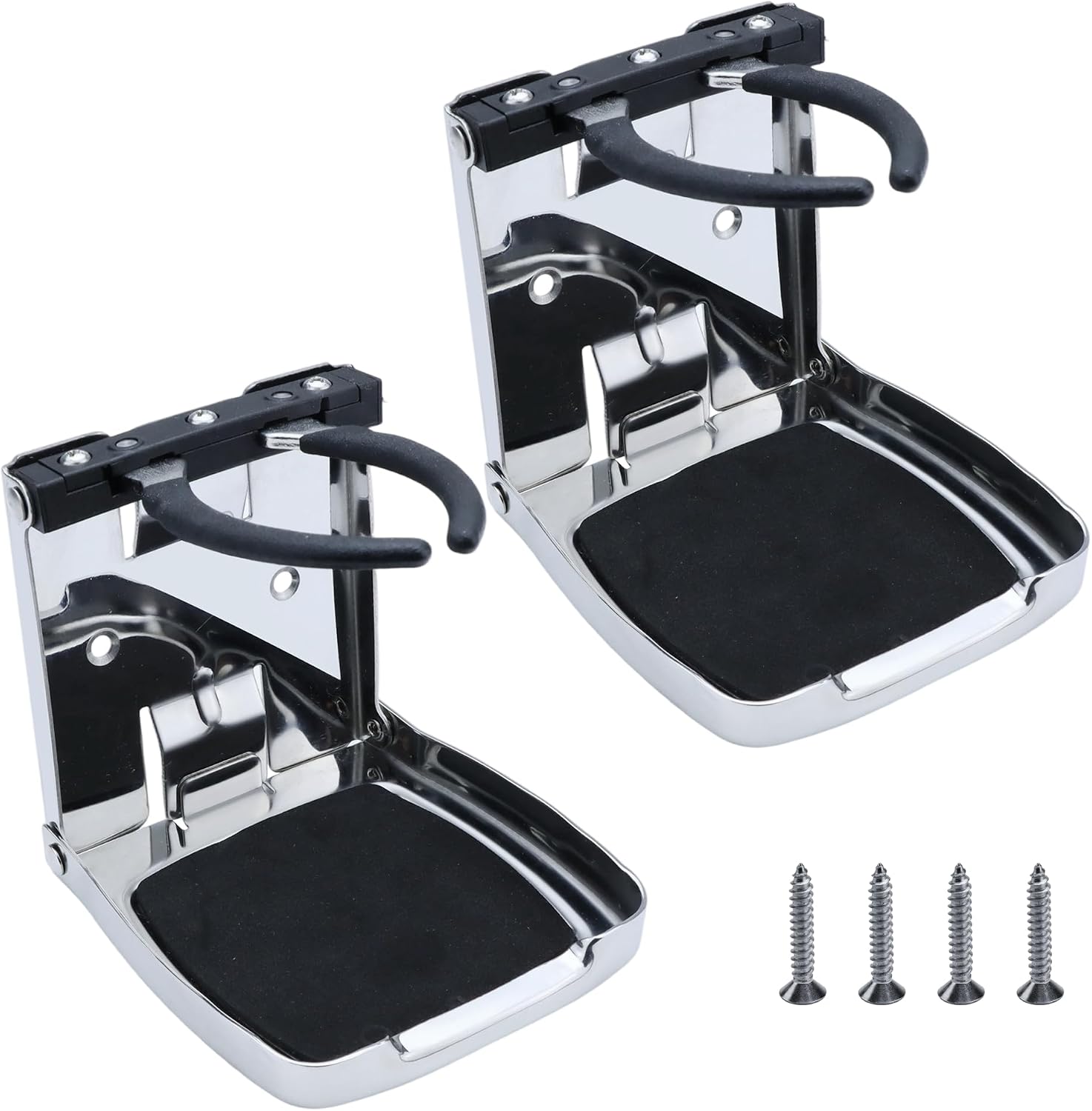 Folding Cup Holders 304 Stainless Steel Adjustable Cup Holder for Car Home Trucks RVs Vans Boats Campers Caravans Yacht (Black, 2 Pack)