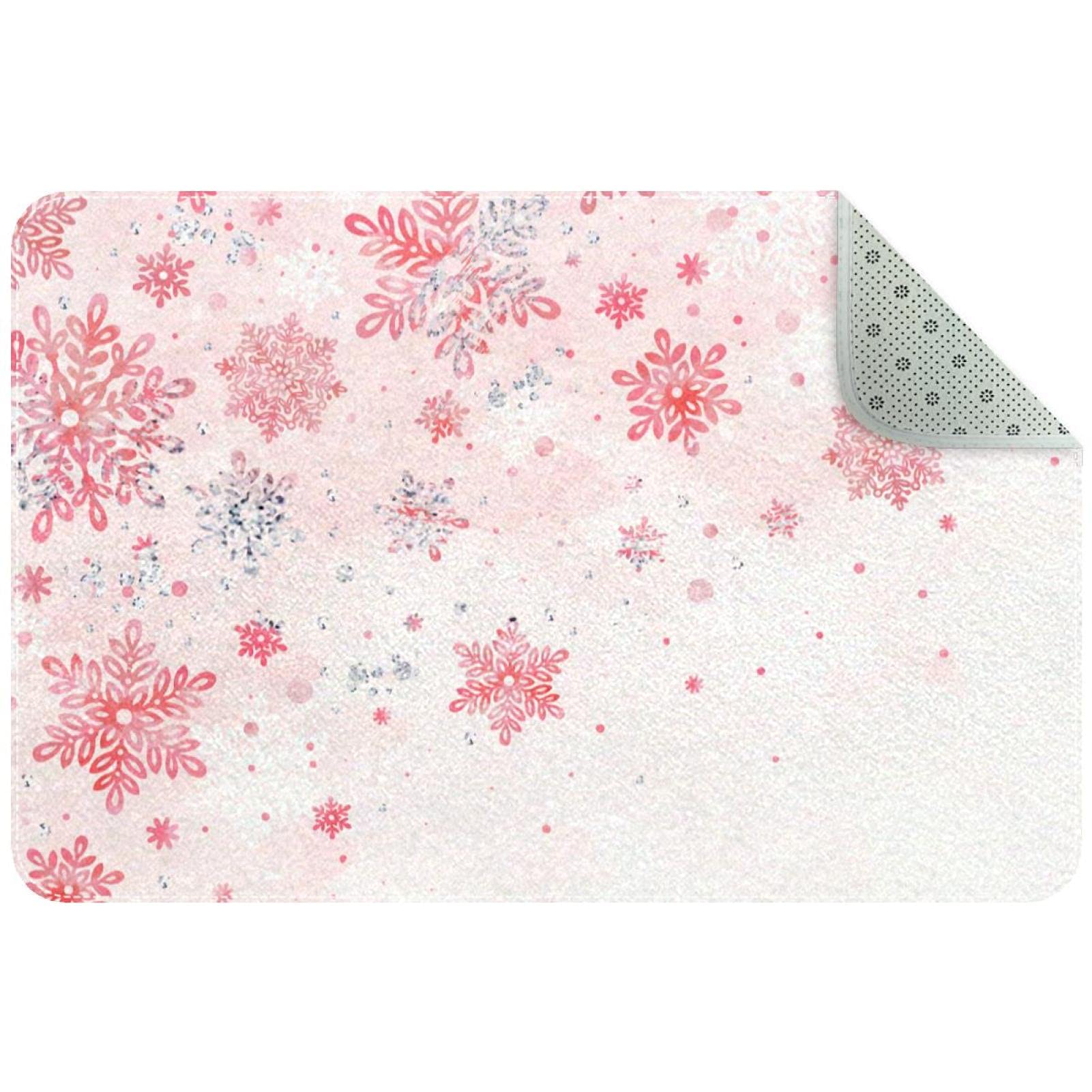 Tapis d'entrée flocon de neige rouge pour un couloir accueillant