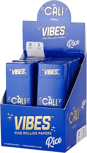 VIBES Paquete de 24 conos preenrollados de alta calidad, capacidad de 0.04 oz, forma cilíndrica ancha, conos enrollados a mano, papel de arroz de