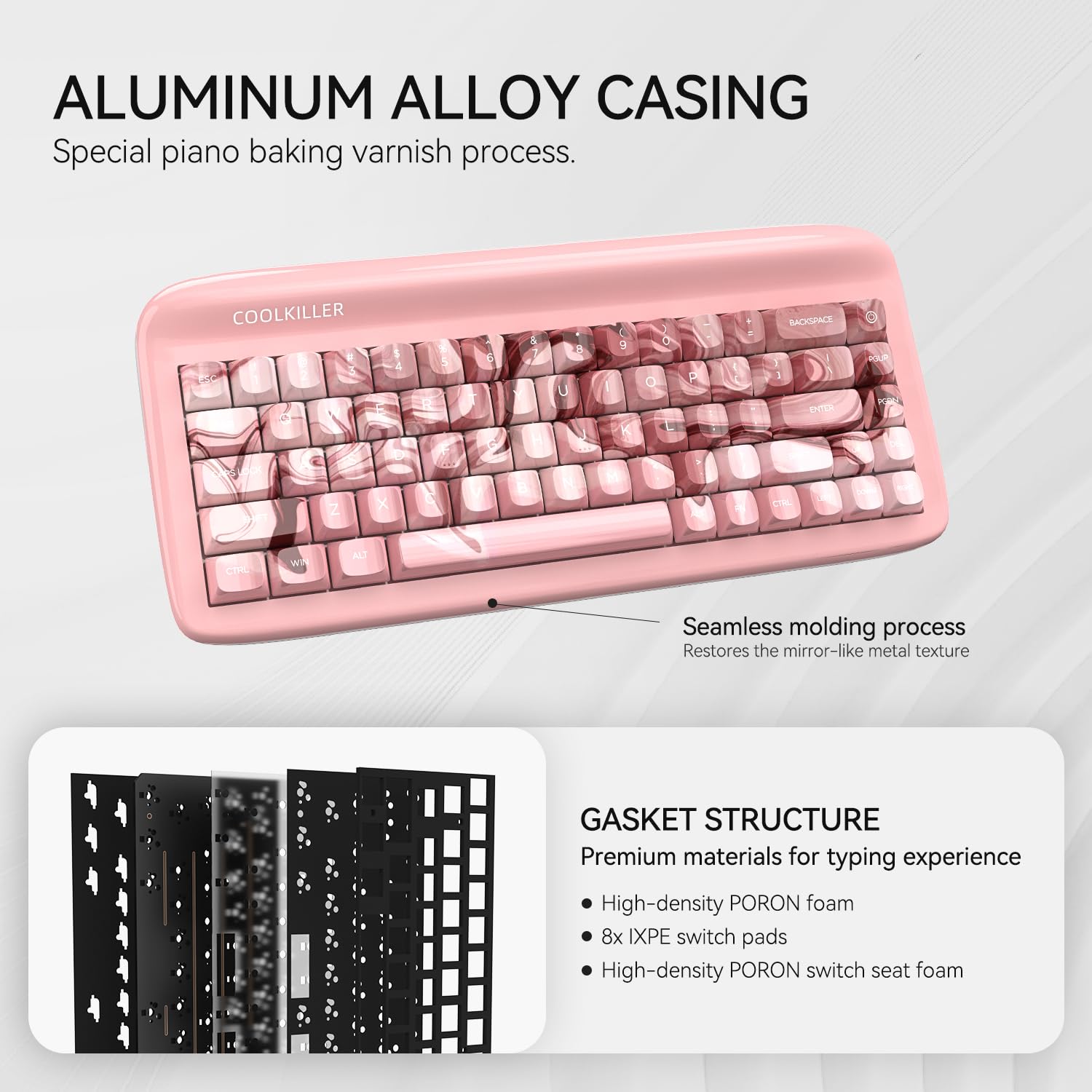 CoolKiller VIVID67 Teclado mecânico de alumínio, suporte de junta