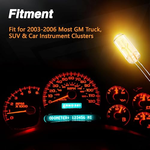 Miniatura 6 de FUCSH - 50 bombillas traseras de panel de calibre de 0.185 in de 12 V-14 V 95 ma compatibles con GMC, Buick, Cadillac, GM, Chevy