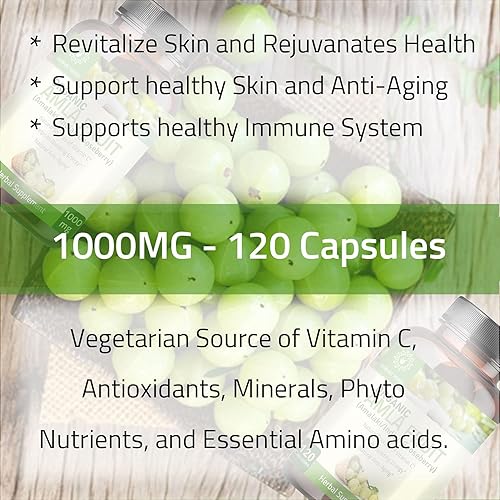 Miniatura 4 de Cápsulas Amla (Phyllanthus Emblica) - Amalaki amla 120 cápsulas  Superalimento antioxidante natural  Suplemento herbario hecho con polvo de fruta