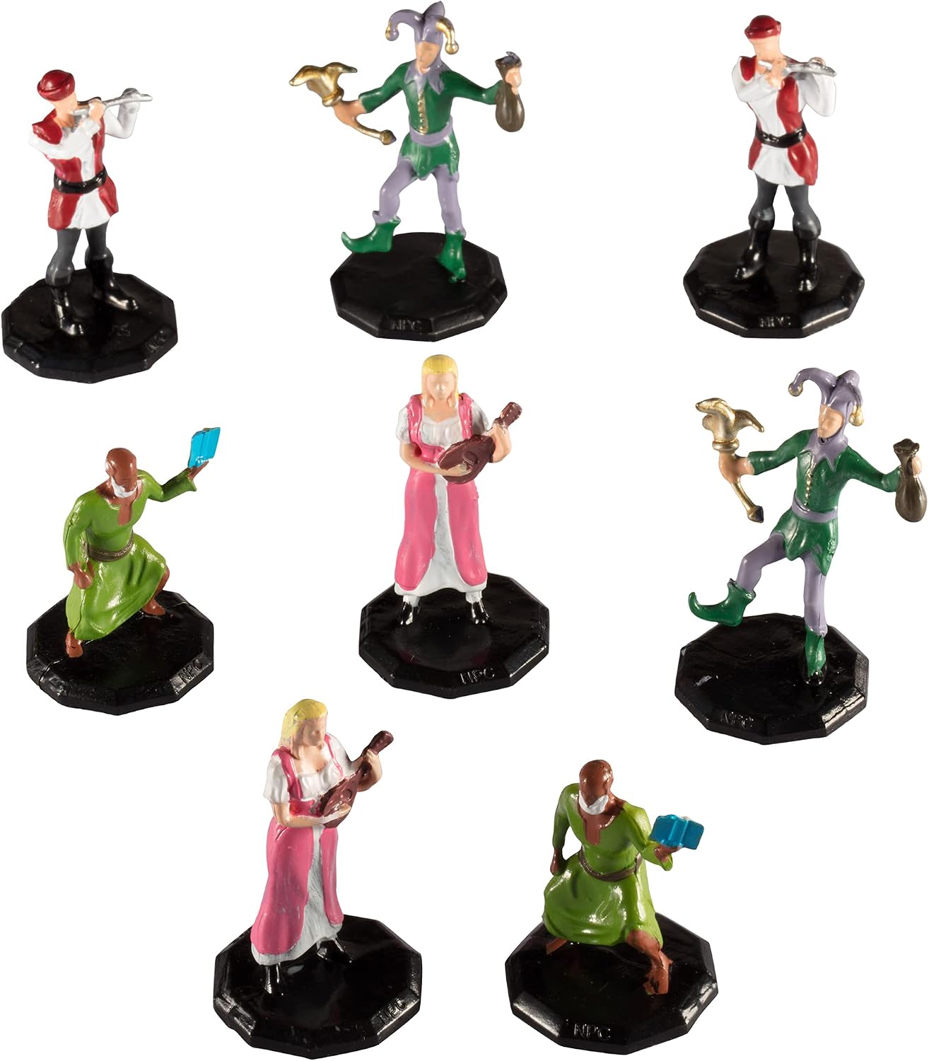 Monster Townsfolk Mini Fantasy Figures - 8pc Hand-Painted Entertainer Non Player Character NPC Miniatures - 1" Hex-Sized Compatible w DND Dungeons Dragons Pathfinder RPG Tabletop Games image 5