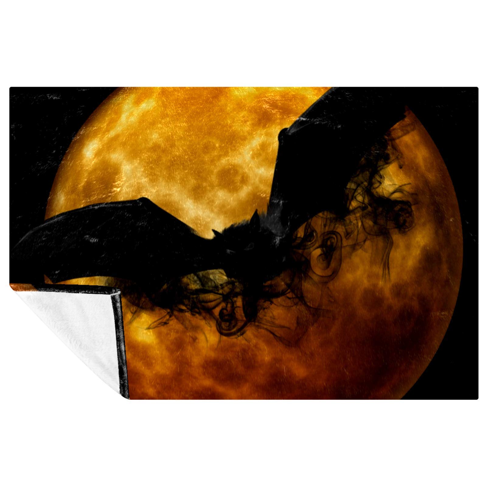 Couverture lit lune et chauve-souris : plaid canapé et camping 150x100 cm