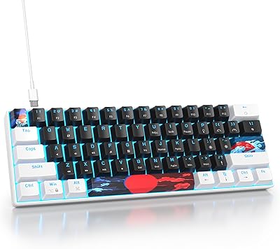 SOLIDEE Clavier mécanique de Jeu 60%,61 Touches avec commutateur Rouges linéaires,Clavier mécanique Filaire avec rétroéclairage LED,Clavier Compact avec câble de Type C,pour PS5/PS4(61 Black)