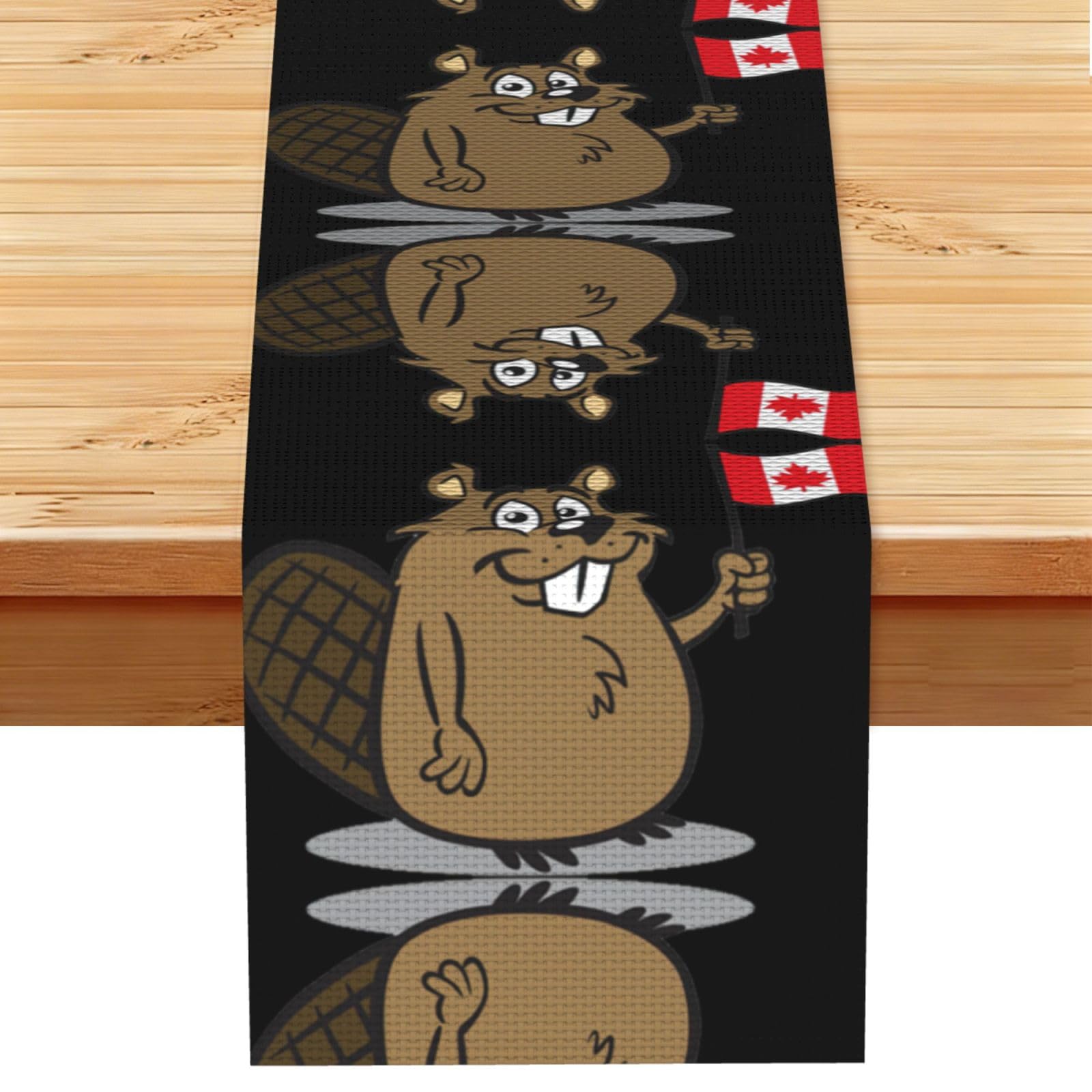 Beaver Printed Dining Table Runner 13x72 Inch, Non-Fading Decor for Kitchen Dresser Fireplace Mantel