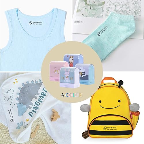 Miniatura 4 de Sello de nombre para ropa de niños, sello de nombre para niños, impermeable y duradero, sello de nombre de ropa para niños, 4 colores y 36 patrones