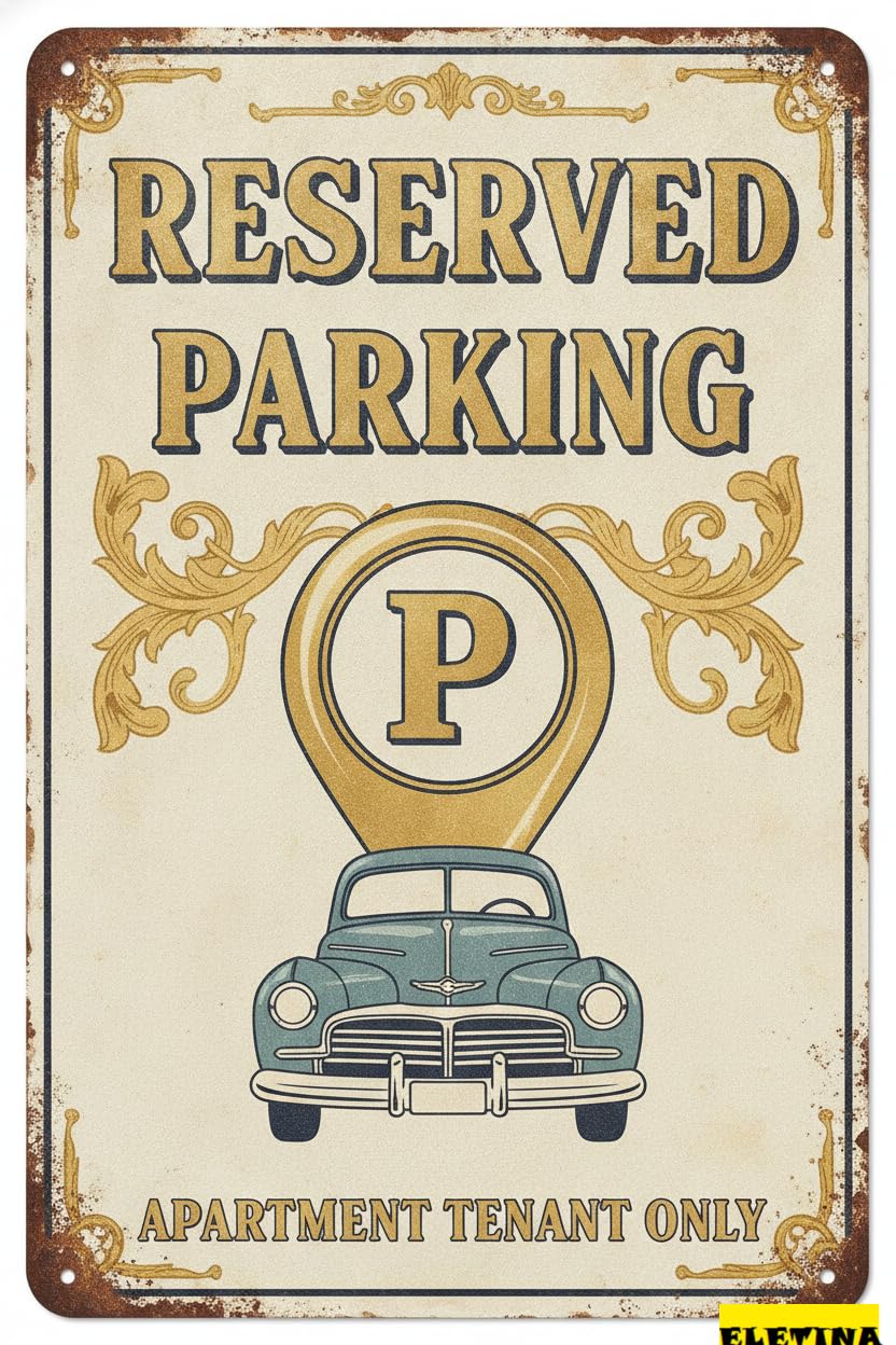 Reserved Parking Apartment Only Aluminum Warning Sign Yard Road Street Outdoor Driveway Decor 8x12in